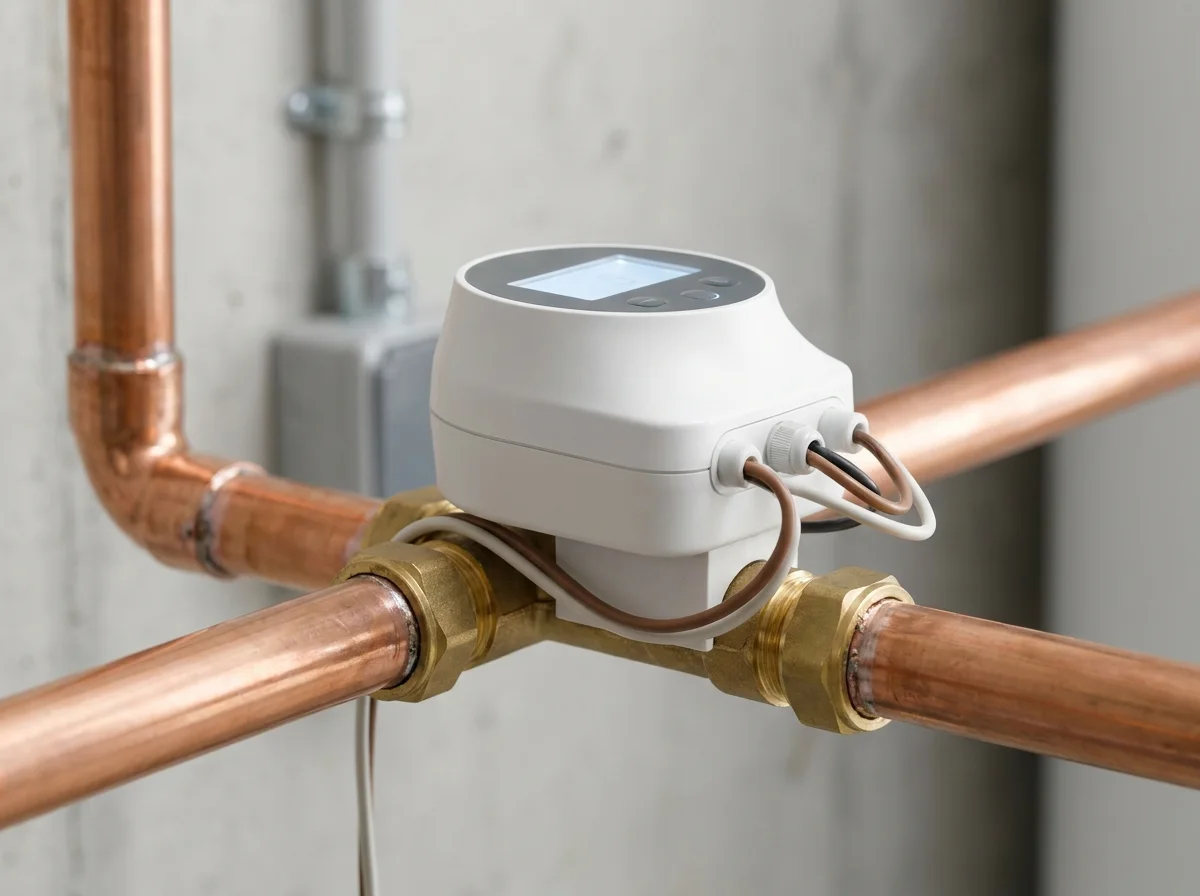 Smart water shutoff and leak detection device installed on a copper main line